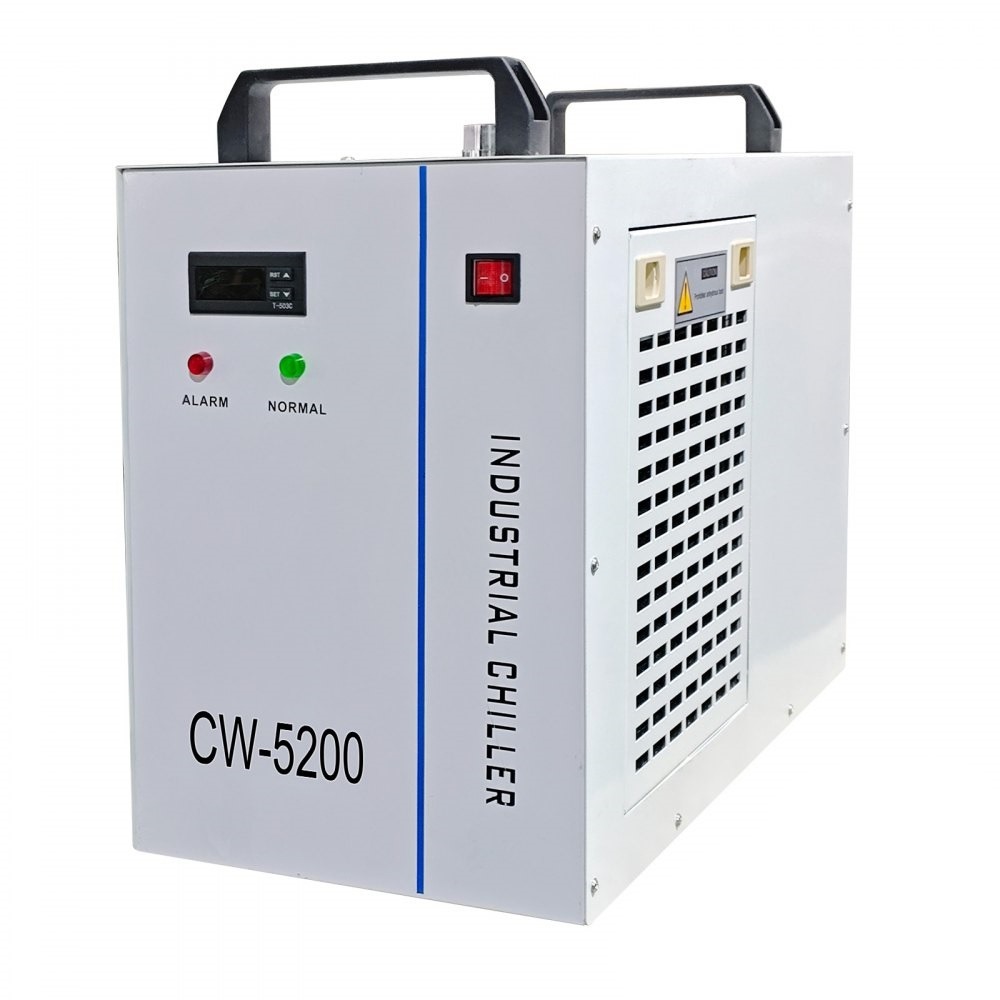 CW-5200 active laser chiller with cooling unit.

