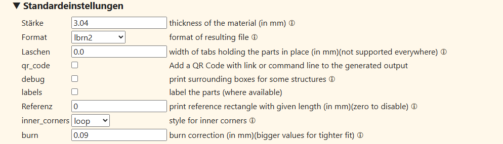 Tabular material parameters in Boxes.py