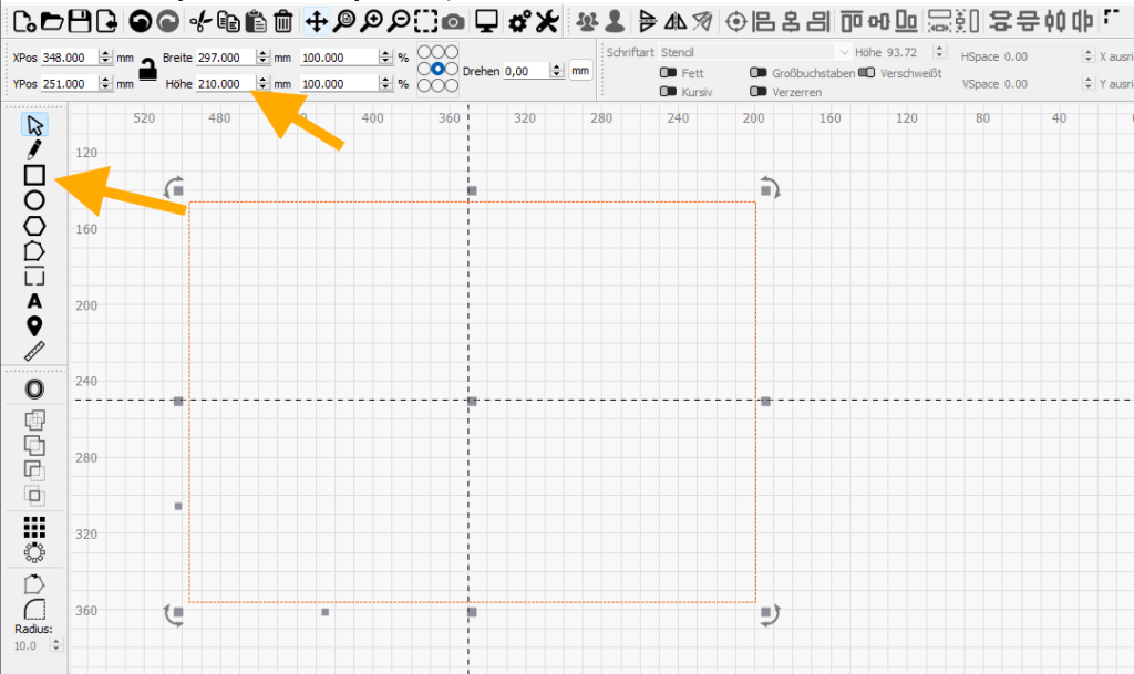 Lightburn screenshot with settings for frame creation.
