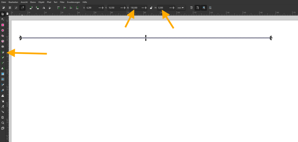 Creating the baseline for the ruler in Inkscape