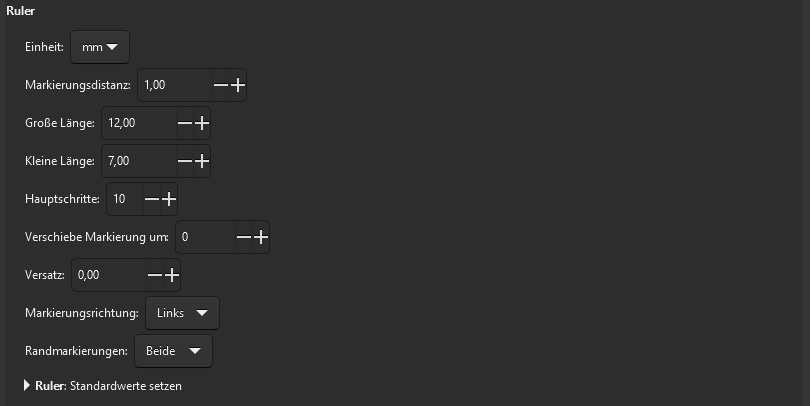 Inkscape settings for the "Ruler" path effect