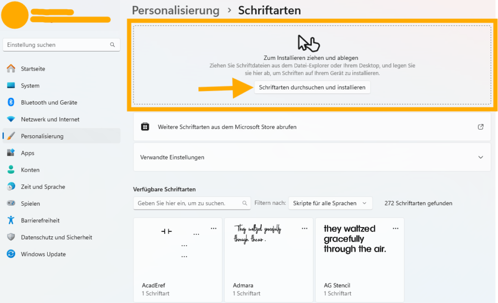 Windows Fonts Installation: Windows 11 "Fonts" Menu with drag-and-drop installation for font to add  custom fonts to windows
