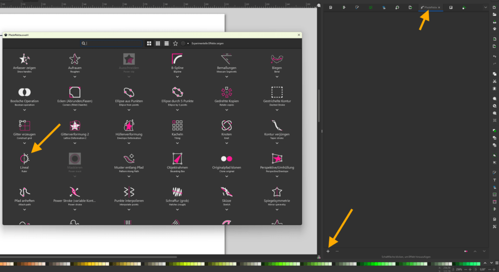 Finding the "Ruler" path effect in the Inkscape menu